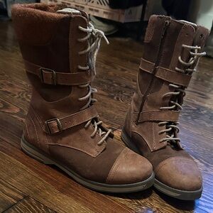 LL Bean Brown Buckle Lace-Up Boots